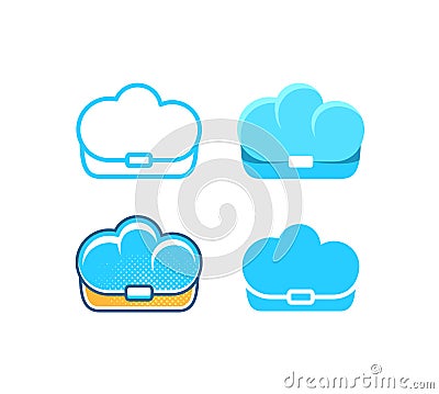 Isolated web data cloud icon in shape of bag storage Vector Illustration