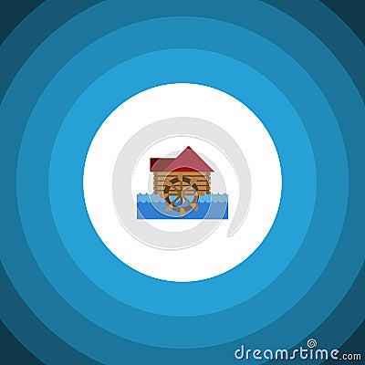 Isolated Wheel Flat Icon. Watermill Vector Element Can Be Used For Watermill, Wheel, Waterwheel Design Concept. Vector Illustration