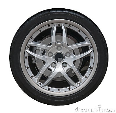 Isolated Wheel and Tire Stock Photo