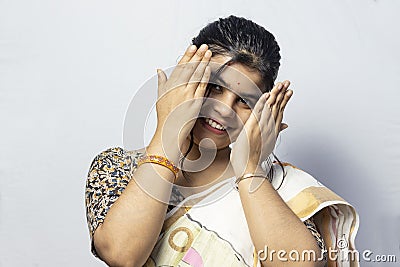 Beautiful Indian woman in saree Stock Photo