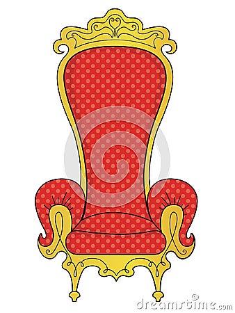 Isolated on white background. The object of the interior, the throne of the king. Vector Vector Illustration