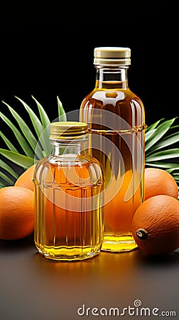 Isolated on white, a bottle of palm oil in its unadulterated simplicity Stock Photo