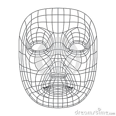 Isolated on white human face mesh 3d modeling recognition head scan vector illustration Vector Illustration