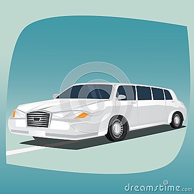 Isolated white limousine Vector Illustration