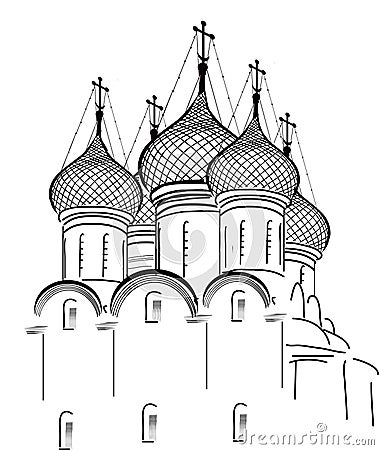 Isolated on white orthodox church sketch Vector Illustration