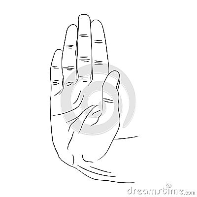 Isolated white palm of the hand that shows sign stop or greetings Vector Illustration