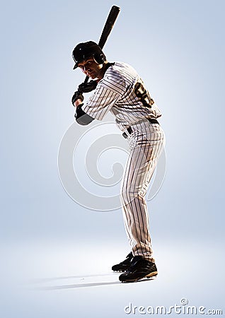 Isolated on white professional baseball player Stock Photo