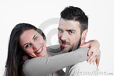 Man feels virility, woman happily yields Stock Photo