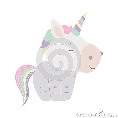Isolated white unicorn cartoon vector design Vector Illustration