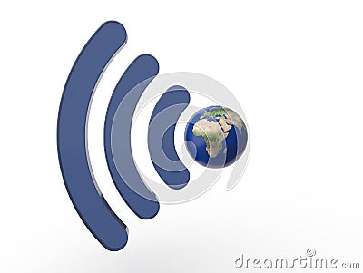 Isolated wifi signal logo formed with earth and white on background Cartoon Illustration