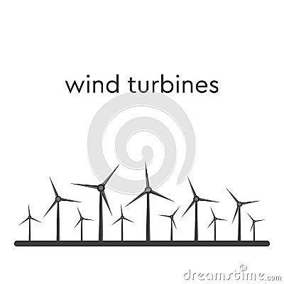 Isolated wind energy power vector silhouettes vector illustration Vector Illustration