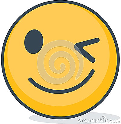 Isolated winking emoticon. Isolated emoticon. Vector Illustration