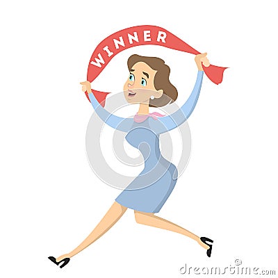 Isolated winner buisnesswoman. Vector Illustration