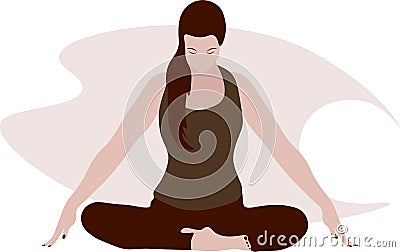 Isolated woman doing pranayama breath Jalandhara Bandha exercise sitting in lotus pose Vector Illustration