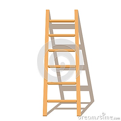 Isolated wooden ladder household tool stepladder with shadow vector illustration Vector Illustration