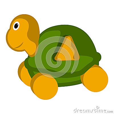 Isolated wooden turtle toy shaped car Vector Illustration