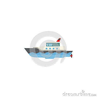 Isolated Yacht Flat Icon. Sailboat Vector Element Can Be Used For Yacht, Vessel, Ship Design Concept. Vector Illustration