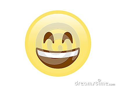 Isolated yellow happy and cheerful face flat icon Vector Illustration