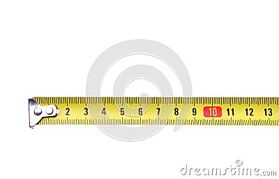 Isolated yellow measuring tape ruler meter Stock Photo