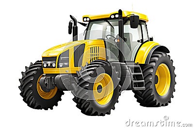 Isolated yellow modern agricultural tractor Stock Photo