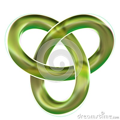 Isolated yellow trefoil loop knot 3D render on white background Stock Photo