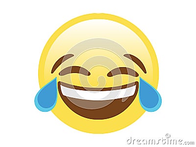 Isolated yellow vector yellow laugh and crying tear flat icon Vector Illustration