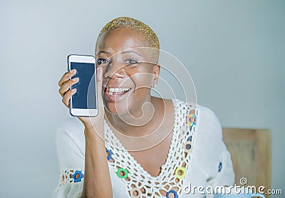 Isolated young attractive and happy black afro American woman ho Stock Photo