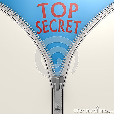 Isolated zipper with top secret Stock Photo