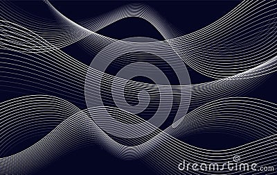 Isolates abstract dark blue color wavy lines background, curves backdrop vector illustration Vector Illustration