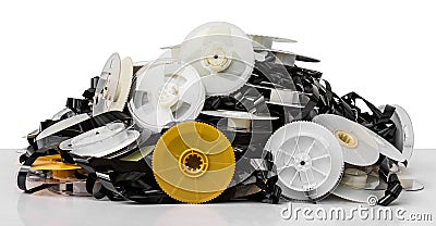 Isolates of VHS tape pile Stock Photo