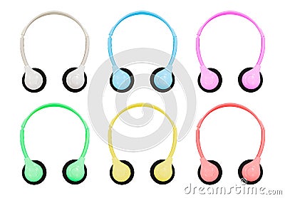 Isolation With Clipping Path Of Pastel Colored Headphones On White Background Stock Photo