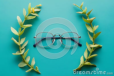 Isolation glasses on white background, oval eyeglass frames Stock Photo