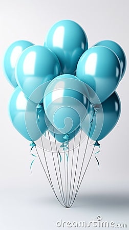 Isolation of happiness carefree blue balloon suspended on a clean white background Stock Photo