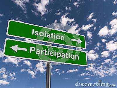 Isolation and participation guideposts Stock Photo