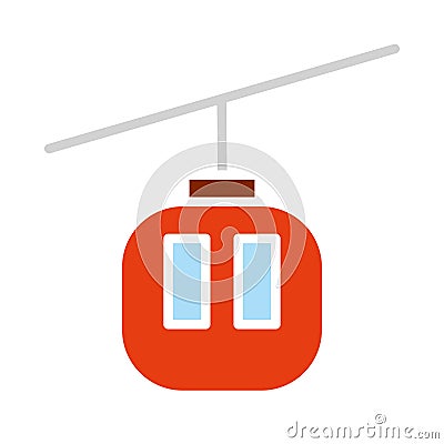 Isoltaed colored sky resort cableway icon Vector Vector Illustration