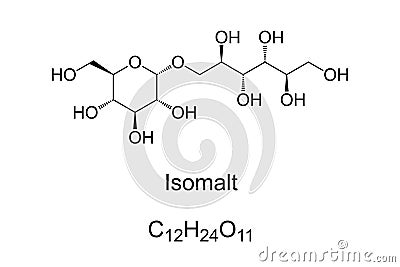 Isomalt, chemical formula and skeletal structure Vector Illustration