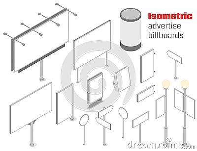 Isometric advertise billboards Vector Illustration