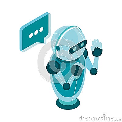 isometric AI robot digital Vector Illustration