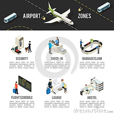 Isometric Airport Zones Template Vector Illustration