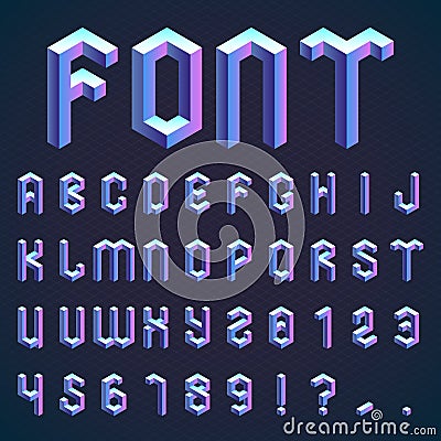 Isometric Alphabet and Numbers Vector Illustration