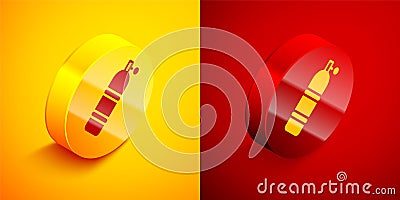 Isometric Aqualung icon isolated on orange and red background. Oxygen tank for diver. Diving equipment. Extreme sport Vector Illustration