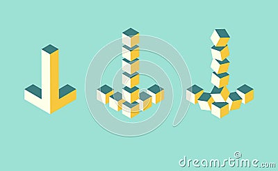 Isometric arrow pointers, cursor mark cubes form, vector illustration Vector Illustration