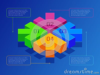 Isometric Arrows with flowchart, workflow or process infographics. Next steps arrows for presentations. Vector isolated Vector Illustration