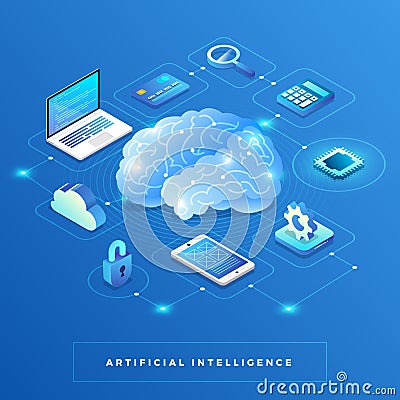 Isometric Artificial Intelligence Vector Illustration