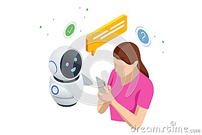 Isometric Artificial Intelligence, Knowledge Expertise Intelligence Learn. Internet connect Chatgpt Chat with AI Vector Illustration