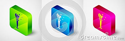 Isometric Aspergillum icon isolated on grey background. Square button. Vector Stock Photo
