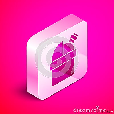 Isometric Astronomical observatory icon isolated on pink background. Observatory with a telescope. Scientific Vector Illustration