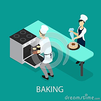 Isometric Baking Concept Vector Illustration