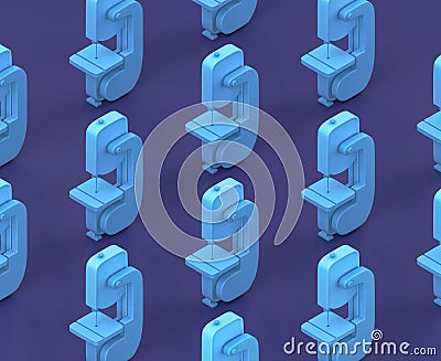 Isometric bandsaw machine on blue background, single color workshop tool, 3d rendering Stock Photo