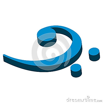 Isometric bass clef musical note Vector Illustration